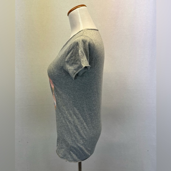 Zadig & Voltaire Gray Tunisien MC Camo Skull Cotton Short Sleeve Top Sz. XS - Picture 4 of 6